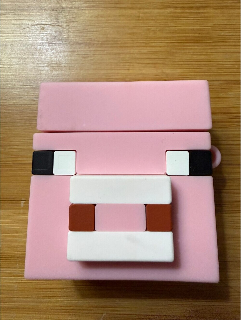 Pink Pig Block Minecraft Silicone Keychain Airpods gen 1 -2 case or bag charm